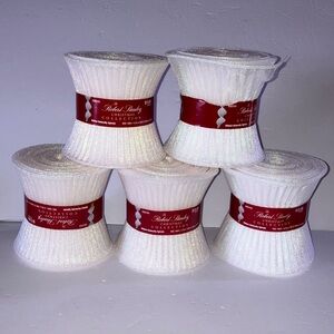 White Iridescent Sparkle Spiral Ribbon Set 5 Rolls‎ 4.7” wide 15’ long each